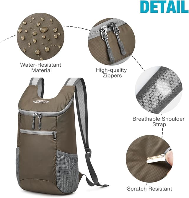 Detalle de G4Free 11L Ultra Lightweight Backpack (Small Foldable Rucksack) – unisex daypack for hikes, cycling and everyday trips