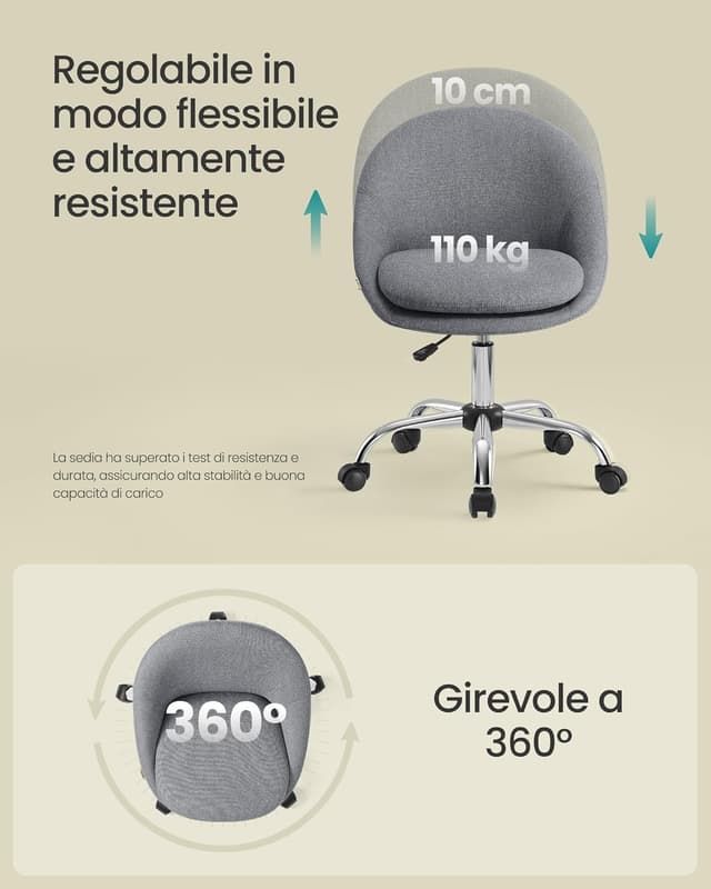 Thumbnail 6 de SONGMICS Sedia da Studio grigio ardesia 60x60 cm