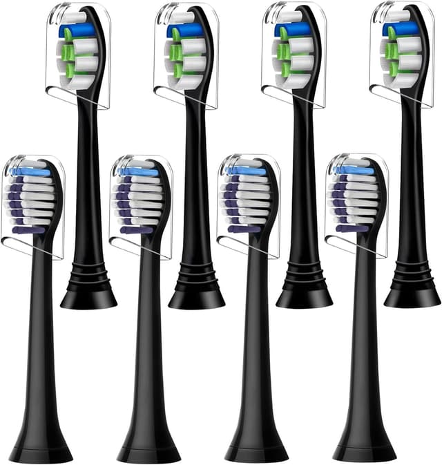 Detalle de 8-teiliges Set Zahnbürstenköpfe (4× Precision Clean, 4× Whitening Clean) kompatibel mit Philips Sonicare, schwarz