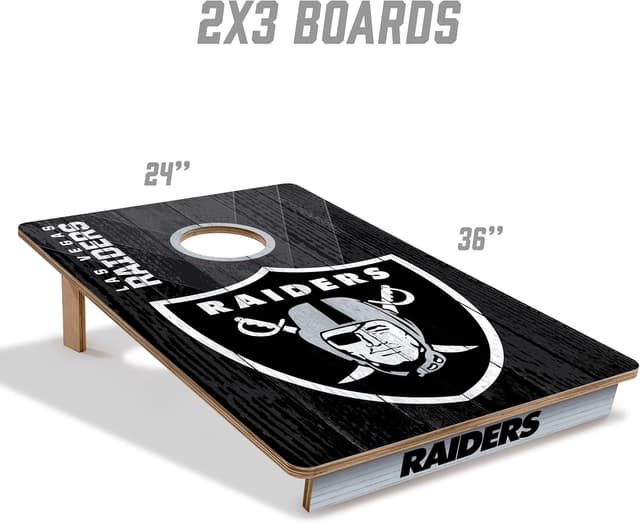 Detalle de YouTheFan NFL 2' x 3' Wood Cornhole Game with Logo Bags