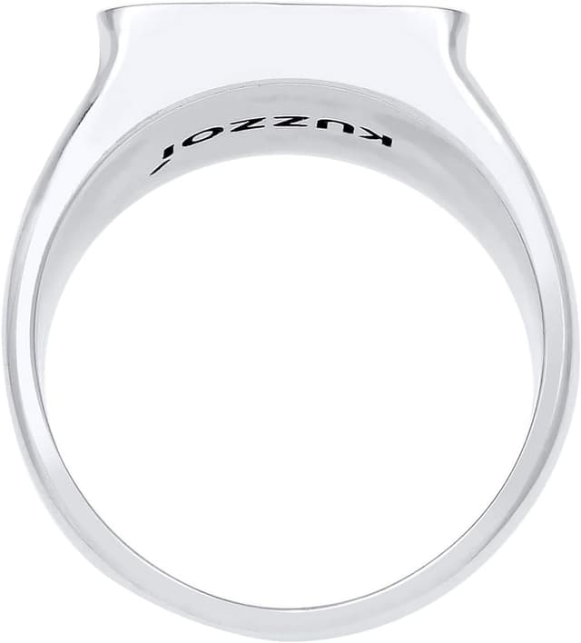 Detalle de Kuzzoi Siegelring für Herren – massiv, 14 mm breit aus 925 Sterling Silber, schwarz oxidiert mit Ankersymbol (Ringgröße 60–66)
