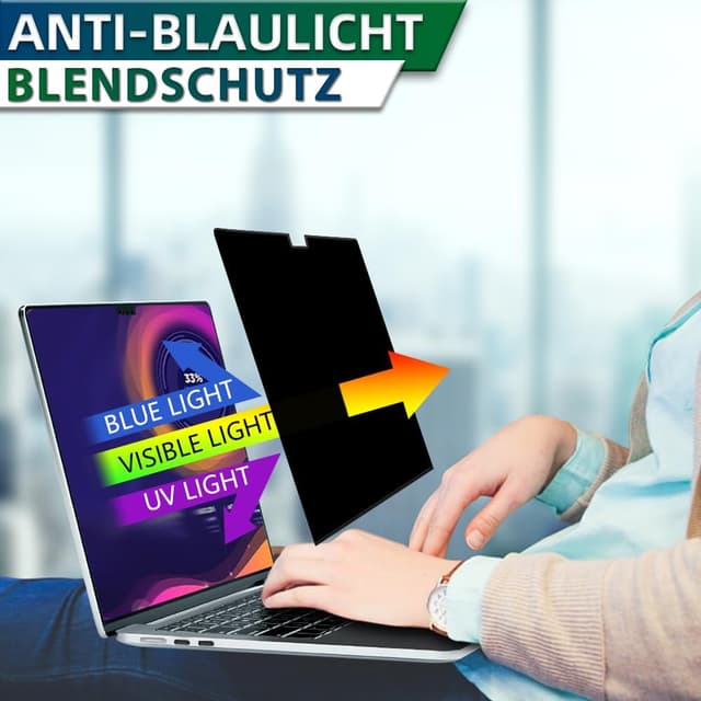 Detalle de STARY magnetischer Sichtschutz für MacBook Air 13,6/13 Zoll (2022–2026, M2–M5) mit blauem Licht- und Blendschutz