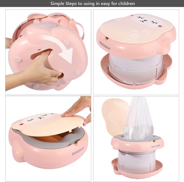 Detalle de Bebamour Baby Potty Training Toilet Seat Portable Potty (Pink) with Potty Liners