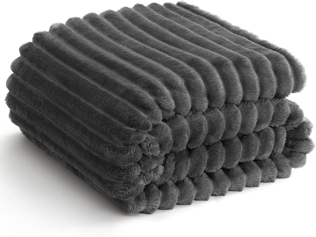 Detalle de WAVVE Kuscheldecke Flauschig (150x200 cm) in Grau – weiche Mikrofaserdecke als Sofa- & Tagesdecke