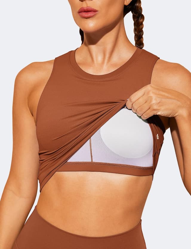 Detalle de BAYDI Nudi Sport Damen-BH ohne Bügel als Crop-Top (Yoga/Fitness), abnehmbare gepolsterte Pads