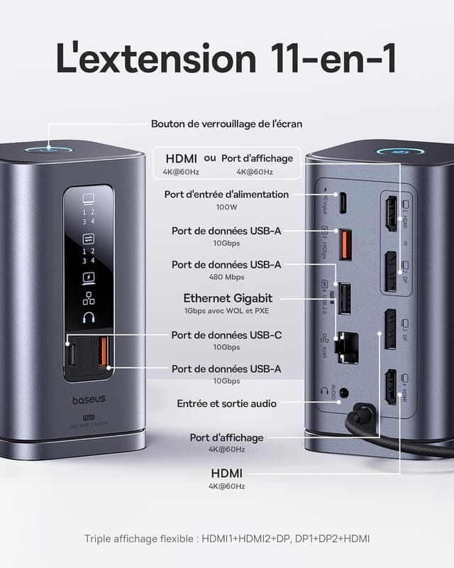 Thumbnail 1 de Baseus Station d’accueil USB-C 100 W 11 en 1