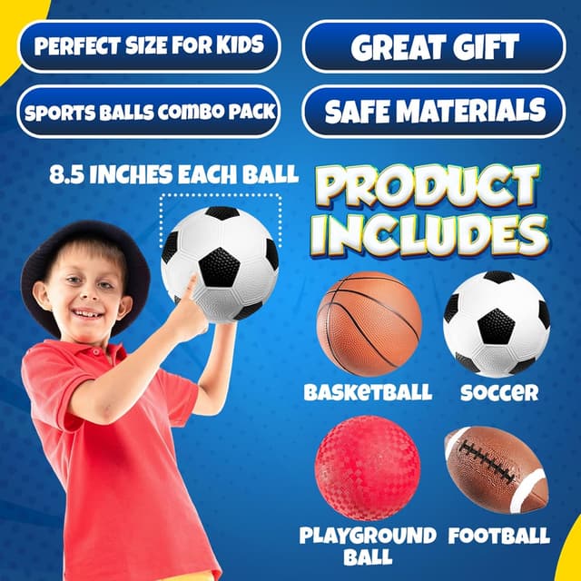 Detalle 1 de 8.5” Sports Balls Pack of 4