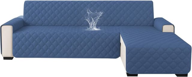 Detalle de Ystyle Copridivano impermeabile angolare reversibile per divano 2 posti con penisola (L 210 cm) blu Berlino