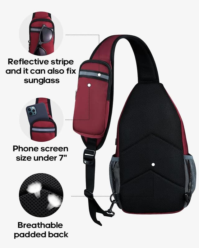 Detalle de Waterfly Sling Rucksack Sling Bag als Schulterrucksack – verstellbarer Brustgurt, 3-fach organisiert