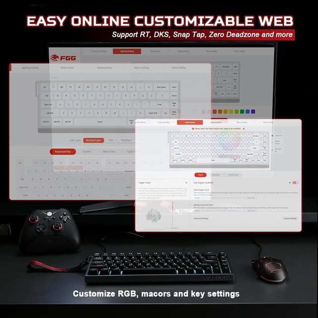 Detalle 2 de YUNZII x MADLIONS MAD68 HE wired 60% gaming keyboard with magnetic rapid trigger (black)