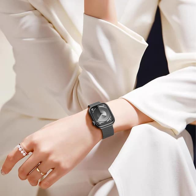 Detalle de Cinturino in metallo Yoohoo per Apple Watch compatibile 44/40/41/42/45/46/49/38 mm con doppio magnete