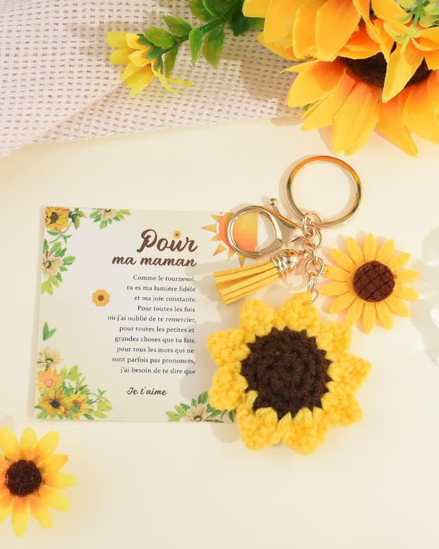 Thumbnail 6 de Seyaa Cadeau Plein d'Amour Porte-clés tournesol pour maman, mamie et maîtresse