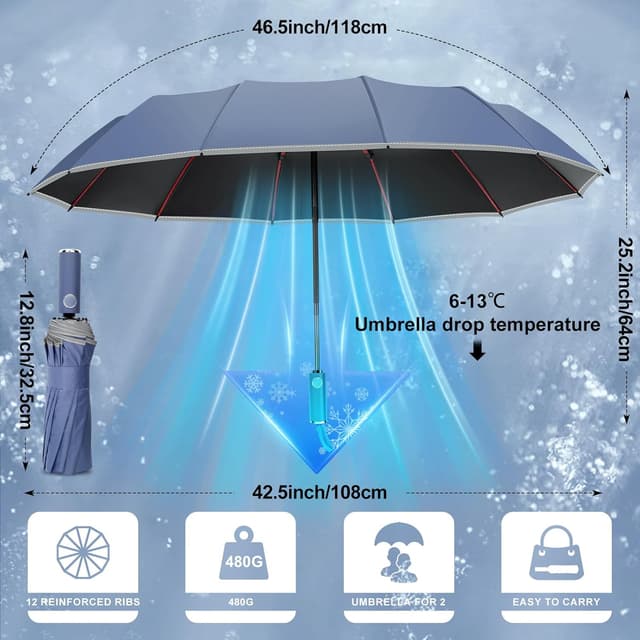 Thumbnail 4 de Regen- und sonnensicherer Faltschirm 12 Rippen