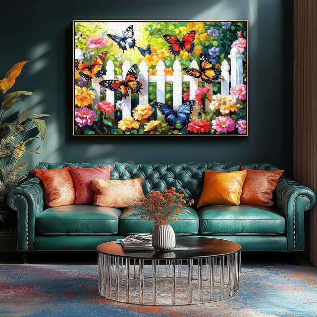 Detalle 2 de MINIWAN 500-Piece Butterfly Garden Jigsaw Puzzle (23x15 in) with Irregular Pieces