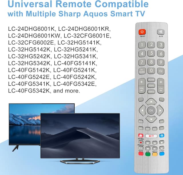 Detalle de Sharp Aquos Replacement Remote 2‑shortcut universal