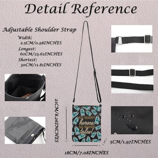 Detalle de Epic the Musical Inspired Odysseus Greek Mythology Crossbody Bag – Adjustable Strap Gift for Epic Fans