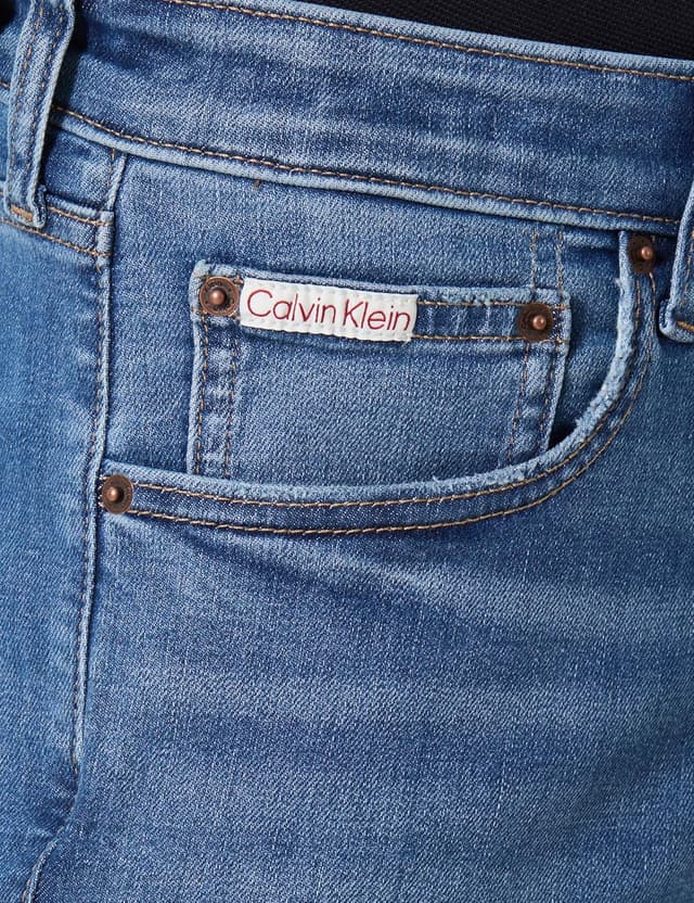 Detalle de Calvin Klein Skinny Canyon Blue Jean unisex in denim elasticizzato a 5 tasche