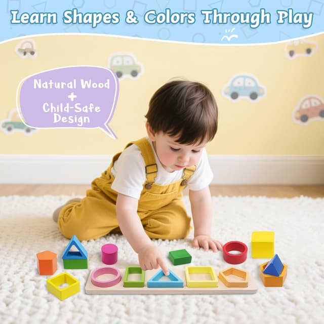 Detalle 2 de wotoyd Jouet Montessori en bois à empiler et à trier (1 à 3 ans)