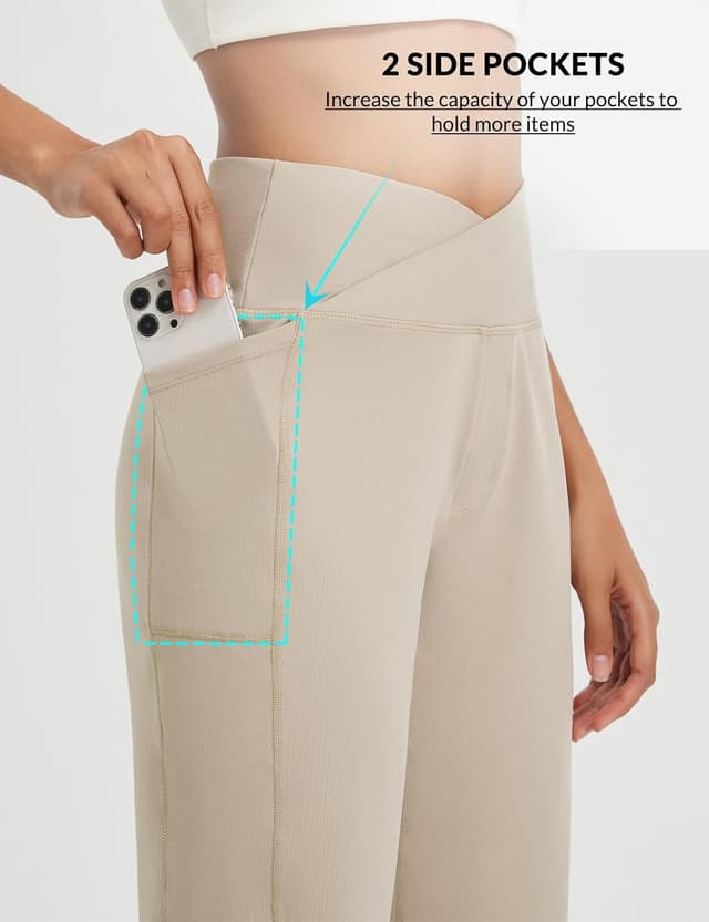 Detalle de baleaf Women’s Bermuda Long Shorts (14" Knee Length) with Pockets, High-Waisted Athletic Capris