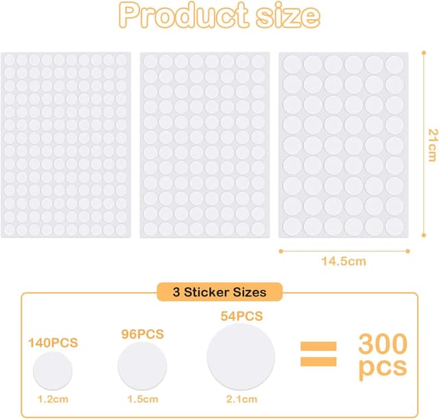 Detalle 2 de 290 Pezzi Coprivite Bianco autoadesivi per mobili: tappi rotondi 12/15/21 mm