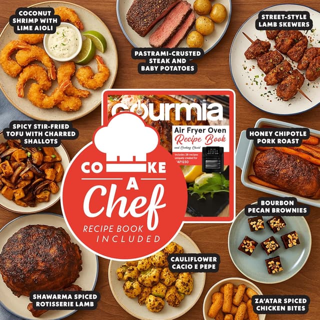 Detalle de Gourmia 14 Qt Air Fryer All-in-One Rotisserie Oven with Digital Display, 12 Presets, 1750W