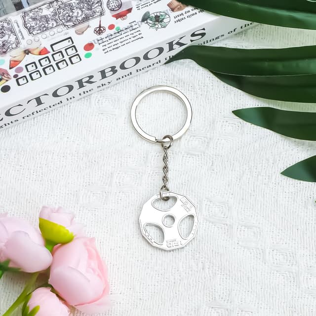 Detalle 1 de OBEISN Edelstahl-Schlüsselanhänger in Hantel-Optik für Fitness-Fans