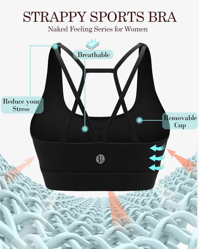 Detalle de RUNNING GIRL Padded Sports Bra Tank Top with Crisscross Open Back (Medium Support, Longline)