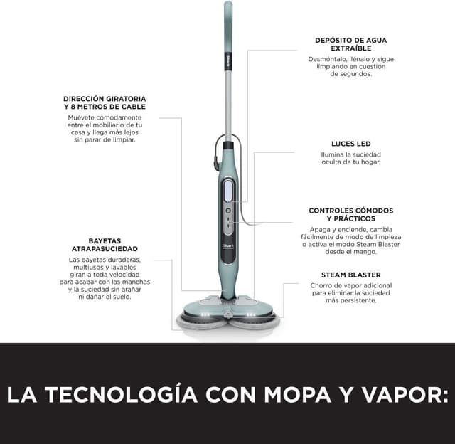 Thumbnail 9 de Shark Mopa de vapor automática S8201EUCP 🌿 Eliminación de manchas