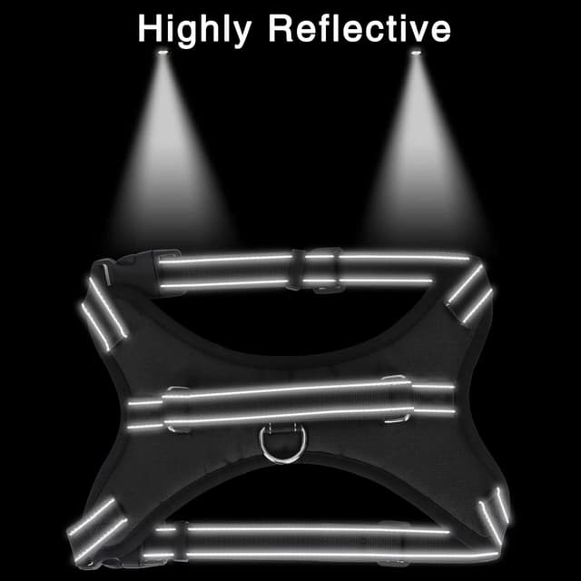 Detalle de FYY No Pull Dog Harness (Breathable Adjustable Oxford Vest) with Reflective Straps and Safety Handle – L-Black