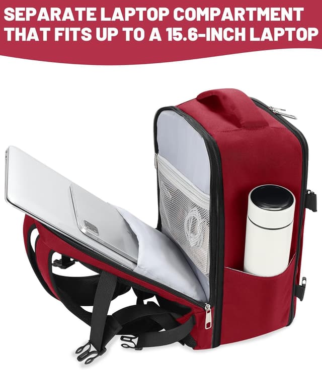 Detalle de MOCOCITO Sac à dos de voyage cabine avion 40x30x20 pour ordinateur 15,6'' – Rouge