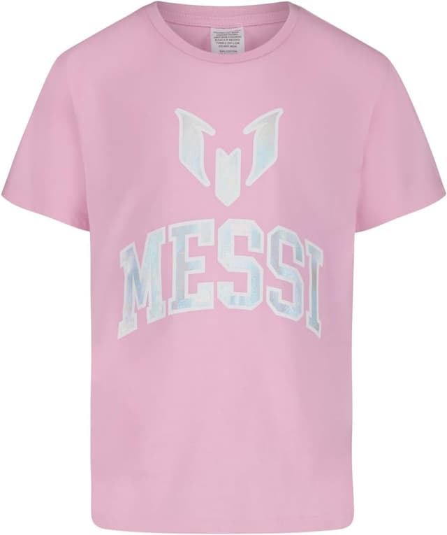 Detalle de Messi Girls' Lifestyle Short Sleeve T-Shirt (Slim-Fit Graphic Tee) — Cotton Blend