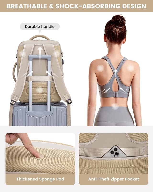 Detalle 2 de LOVEVOOK Women’s Travel Backpack Cabin Bag (Large 40L) for 17 inch Laptop & Plane Hand Luggage