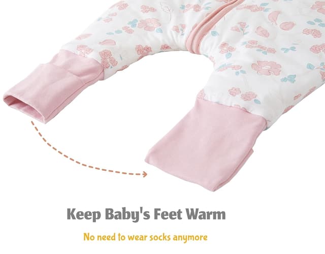 Detalle de Chilsuessy Baby-Schlafsack mit Füßen 2er-Pack, 2,5 Tog – weicher Baumwoll-Schlafsack für Kinder (75–85 cm)
