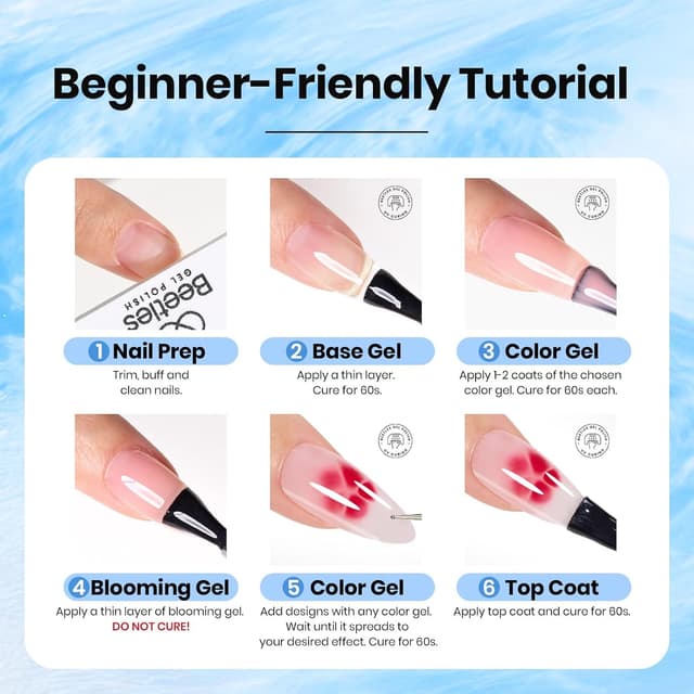 Thumbnail 4 de Beetles Blooming Gel (15 ml) klarer UV-Nagellack für Blumen-Effekte im Nailart