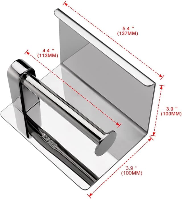 Detalle de Ibergrif Toilettenpapierhalter aus Edelstahl mit Ablage – 2 Montagearten (selbstklebend oder bohren), bis 10 kg