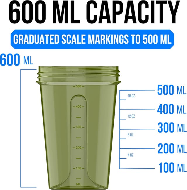 Detalle 2 de VELOMIX 2-Pack Protein Shaker Bottles (up to 600ml) with Wire Mixball