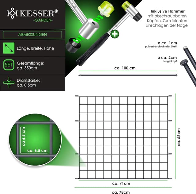 Thumbnail 6 de KESSER Teichzaun Steckzaun Metall Komplettset (inkl. Handschuhe, Hammer & 6 Befestigungsstäben)