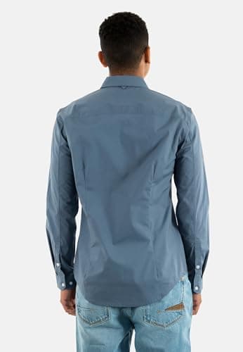 Detalle 2 de Tommy Jeans Camisa para hombre TJM Original de manga larga en azul Blue Moment (talla S)
