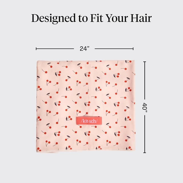 Thumbnail 3 de Kitsch XL Microfiber Hair Towel Wrap for Women (Cherry Print) – Ultra-absorbent anti-frizz hair wrap