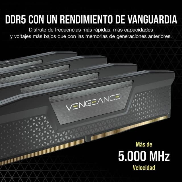 Detalle de Corsair Vengeance DDR5 5600MHz 64GB (2x32GB) CL40 Negra
