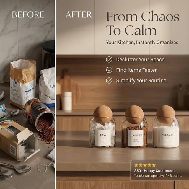 Detalle de Tea Coffee Sugar canisters set 500ml