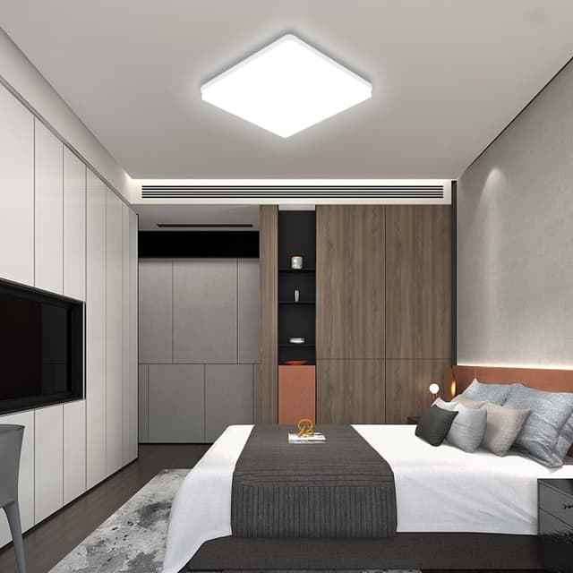 Detalle 2 de Kambo Lampada da soffitto LED quadrata 48W, bianco freddo 6500K (4320 lm) per bagno, cucina e ufficio