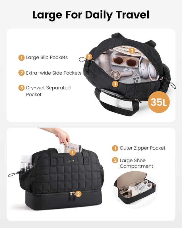 Detalle de LOVEVOOK Reisetasche 35L mit Schuhfach