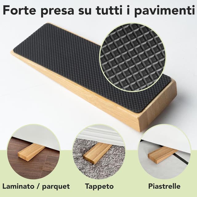 Thumbnail 2 de Set 2 fermaporta in bambù antiscivolo per pavimento 🪵