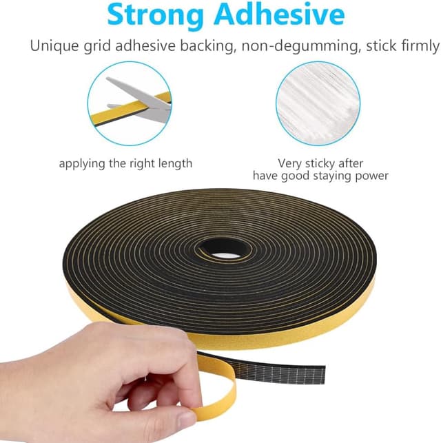 Detalle de Flintronic Nastro autoadesivo in schiuma (12 x 3 mm) per guarnizioni di porte e finestre, 10 m