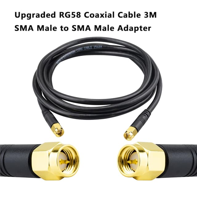 Detalle de Boobrie Upgraded 3M SMA Male to SMA Male RG58 Coaxial Patch Lead (low-loss, 50ohm)