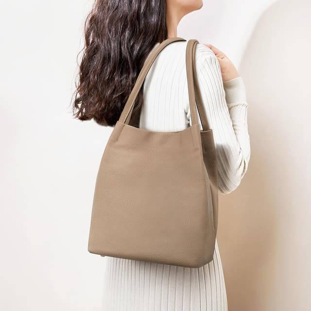 Detalle 2 de Kattee Damen Schultertasche aus weichem Echtleder mit magnetischem Druckknopfverschluss