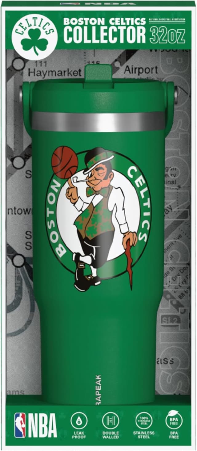 Detalle 2 de Hydrapeak x Boston Celtics 32 oz Stainless Steel Tumbler with Lid & Straw (Official NBA Licensed)