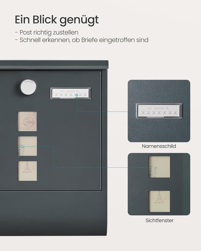Thumbnail 4 de SONGMICS Wandbriefkasten GMB20AG für A4