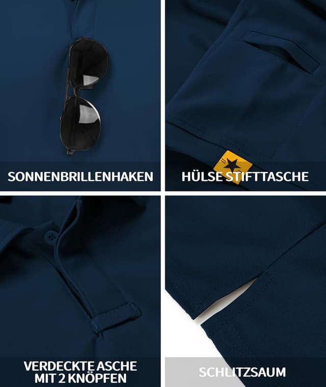 Detalle de JACKETOWN Herren Poloshirt Kurzarm – atmungsaktiv, schnelltrocknend & elastisch für Sport und Alltag